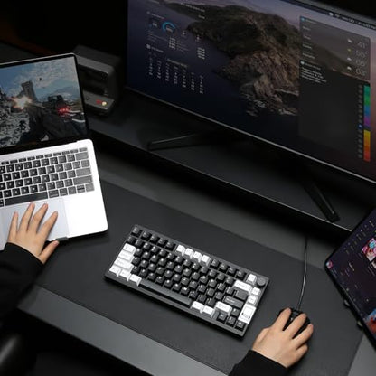 YUNZII AL80 75% Wireless Aluminum Mechanical Keyboard(Black, Cocoa Cream) | QMK/VIA, Smart LCD Display and Knob, Hot Swap, Gasket Structure, BT/2.4G/USB-C, RGB Keyboard for Gaming/Win/Mac - color: Black, size: Cocoa Cream V2 Switch