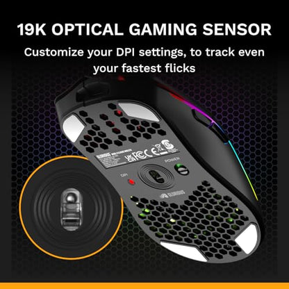 GLORIOUS Model O Classic Wireless PC Gaming Mouse - Low Latency, 19k DPI Sensor, Lightweight Honeycomb 69g, Customizable RGB, 100M Click Mechanical Switches, Programmable Buttons - Black - color: Black, style: Model O Classic (Ambidextrous)