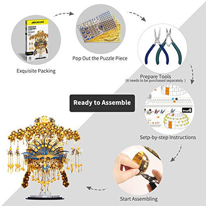 Piececool 3D Puzzles for Adults Metal Model Building DIY Kit-Phoenix Coronet DIY Craft Kits for Teens, Anxiety Relief Puzzle Toys, Great Gift Idea-433 Pcs - style: Classic