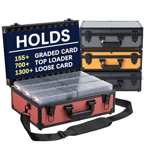 Graded Card Storage Box – Holds 155+ Graded Cards or 700+ Top Loaders - Aluminum Alloy Trading Cards Case, Sports Card Storage Box with Lock, Fits PSA, CSG, BGS (XL Red) - color: Red, size: XL-for Graded Cards