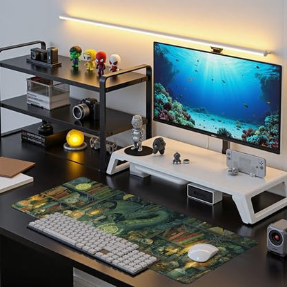Dark Dragon Mouse Pad Desk Mat XL Extended Large Gaming Desk Pad Mousepad, Mysterious Library Computer Laptop Keyboard and Mouse Mat, Desktop Protector Mat for Office and Home 31.5x11.8 in - color: Dragon