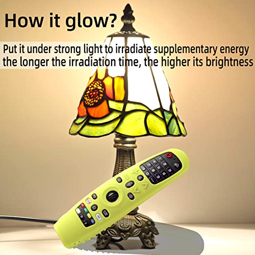 Hi Color Silicone Cover for LG AN-MR600/AN-MR650 / AN-MR18BA / AN-MR19BA/AN-MR20GA TV Remote Control Protective Sleeve for LG Magic TV Remote Cover Case(Glow Green) - color: glow green
