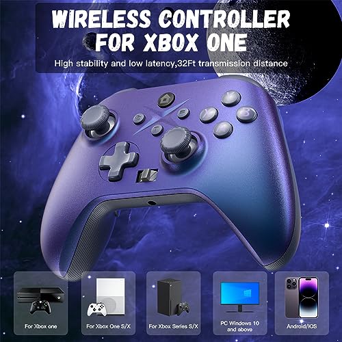 Xexvyrin Wireless Controller for X-box One, X-box Series X/S, PC, Switch, iOS, Android, LED Gaming Controller with TURBO, Macro Function, 6-Axis Gyro, 3.5mm Audio Jack, WiFi Connectivity (Metallic Blue) - color: Metallic Blue