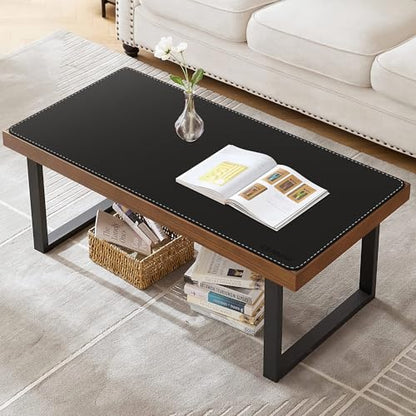 CENNBIE Leather Desk Mat Protector, 35.5" x 16" Office Desk Pad (Black) | Premium stitched edges resist wear. Easy to clean. Protects desk from spills, stains ,scratches. Smooth glide. Office & home. - color: Black, size: 35.5" x 16"