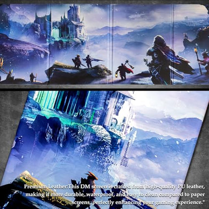 DND DM Screen, Dungeons and Dragons Master Screen Leather | 4 Wet-Erase Function Pockets,DND Game Accessories for TRPG,with 4 Panels Master Screen Inserts - color: Screen B