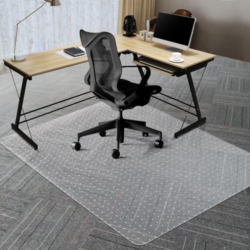 Vicwe Office Chair Mat for Carpeted Floors, 60"X48" Chair Mats with Studs | Large Carpet Protector Floor Mats for Low and No Pile Carpet, Easy Glide Computer Desk Chair Mat for Home & Office, Clear - color: Transparent, size: 60" x 48" (for low-pile carpe