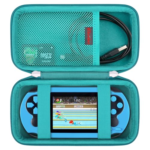 Elonbo Carrying Case for TaddToy/WELLST·G/Beijue/FAMILY POCKET/CCTU/X- JOYKIDS/GREENCREEK/Beico/KAVOYI/GuaiyeyeAP/TEBIYOU Handheld Game Console, Portable Electronic Gaming Player Bag, Green+ - color: Green+ Inside Green