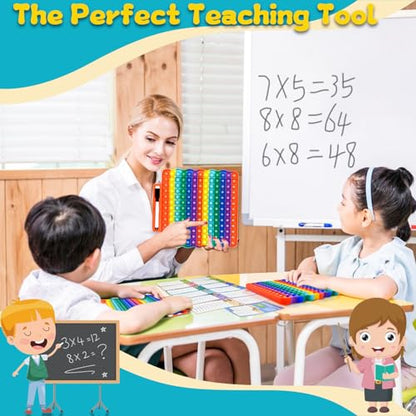 Multiplication Flash Cards + Fingertip Bubbles Toy | Interesting Multiplication Math Combination, Math Games for Children Aged 3 + - style: Multiplication