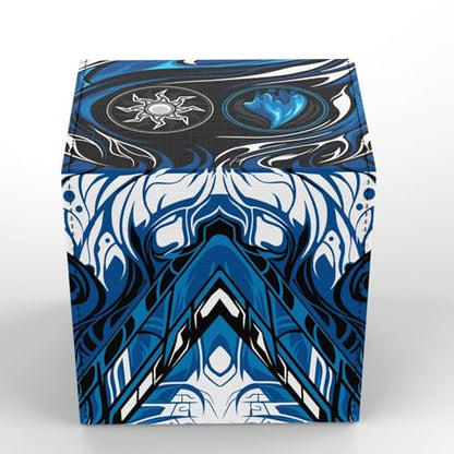 Realm Guard TCG/MTG Commander 100+ Card Art Deck Box With Storage (Blue/White) - style: Blue White