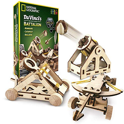 National Geographic Da Vinci Catapult Wood Building STEM Kit for Kids | Build a Working Catapult, Wooden 3D Puzzle, Engineering Model, Hands-On STEM Project, Construction Toy, Birthday Gift