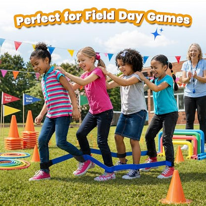 3 Legged Race Bands, Field Day Games for Adults, 4 Players 2pk | Outdoor Games for Carnival, Family Reunion & Backyard Party,Team Building Relay Race Bands - color: 2pk(red+blue)-4persons