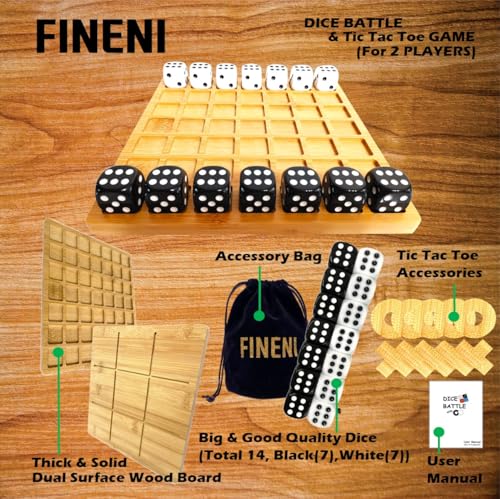 Dice Battle and TicTacToe Dual Sides Board Games, Wooden Coffee Table Games for Adults, 2 Player Best Bar Dice Games, Indoor Tabletop Game & 2 Players Wood Table Top Dice Game (Dual(2)/Log) - color: Dual(2)/Log