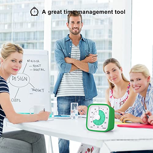 Visual Timer, Silent 60-min Countdown Timer for Kids, Green Green | Protective Case, Time Management Tool, Mute and Ringing Alarm Available, Low Power Reminder, for Study,Game,Work,Fitness etc - color: Dark Green