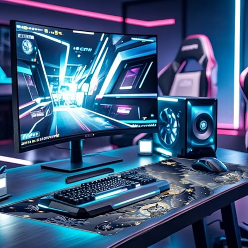 Large Gaming Mouse Pad Set with Wrist Support – 31.5" x 11.8" 4-in-1 XXL Mousepad with Keyboard Wrist Rest, Mouse Wrist Rest & Coaster – Ergonomic Desk Mat for Office, Home – Owl Moon - color: Owl Moon