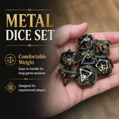 DND Dice Set,3D Octopus Hollow Metal 7-Die,Black | Lightweight Copper Dice,Easy-to-Read Numbers,Gift Box & Velvet Bag for DND RPG Players - color: Cthulhu Black