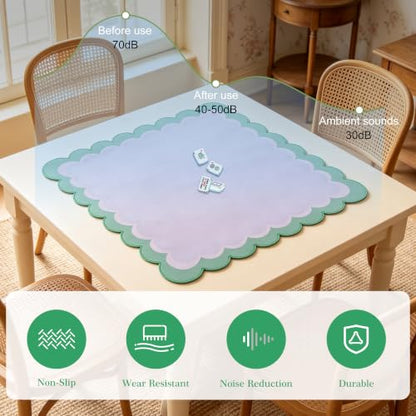 Mahjong Mat for Table 31.25"x31.25" - Anti-Slip American Mahjong Mat with Carrying Bag, Dice & Wind Indicator, Noise-Reducing Table Cover for Mahjong Poker Board Games, Light Blue - color: Light Blue