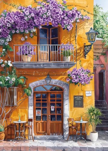 Puzzles for Adults 1000 Pieces, Cafe Jigsaw with Poster Letter on Back, Unique Pieces Fit Well No Dust (27.5"x19.6") - color: Cafe
