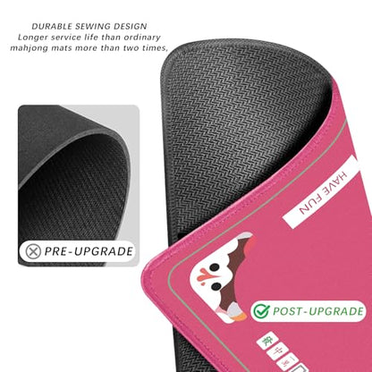 2F22E Mahjong Table Mat for American Mahjong, Neoprene Non-Slip Noise Reduction Mat with Printed Rules, 32.4 x 32.4 Inch Pink Table Cover for Poker, Cards & Board Games - color: Pink