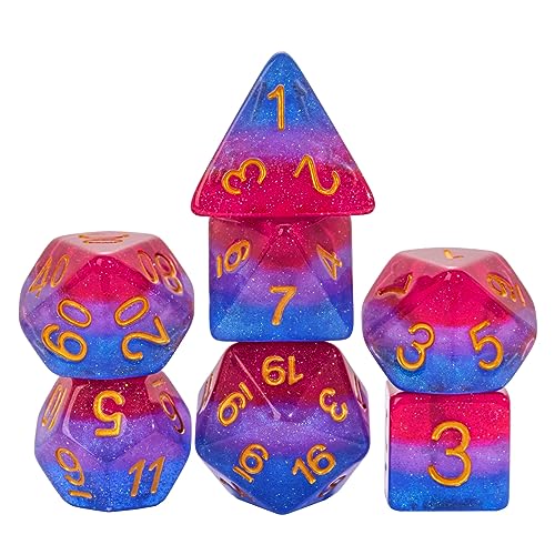 7PCS DND Dice Bisexual-Pride Polyhedral Dice Set D&D Homosexual Flag for RPG and Other Tabletop Games - color: Flag-bisexual-pride