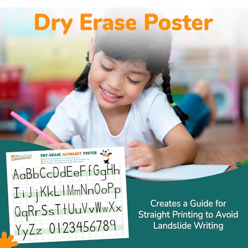 Channie’s Visual Two Sided Large Dry Erase Alphabet & Numbers Poster Board - Size 22” x 17”, Ages 3 and Up, PreK – 2nd Grade - Homeschool Learning Supplies for Summer School Teaching - style: Visual Two Sided Large Dry Erase Alphabet & Numbers Poster Boar