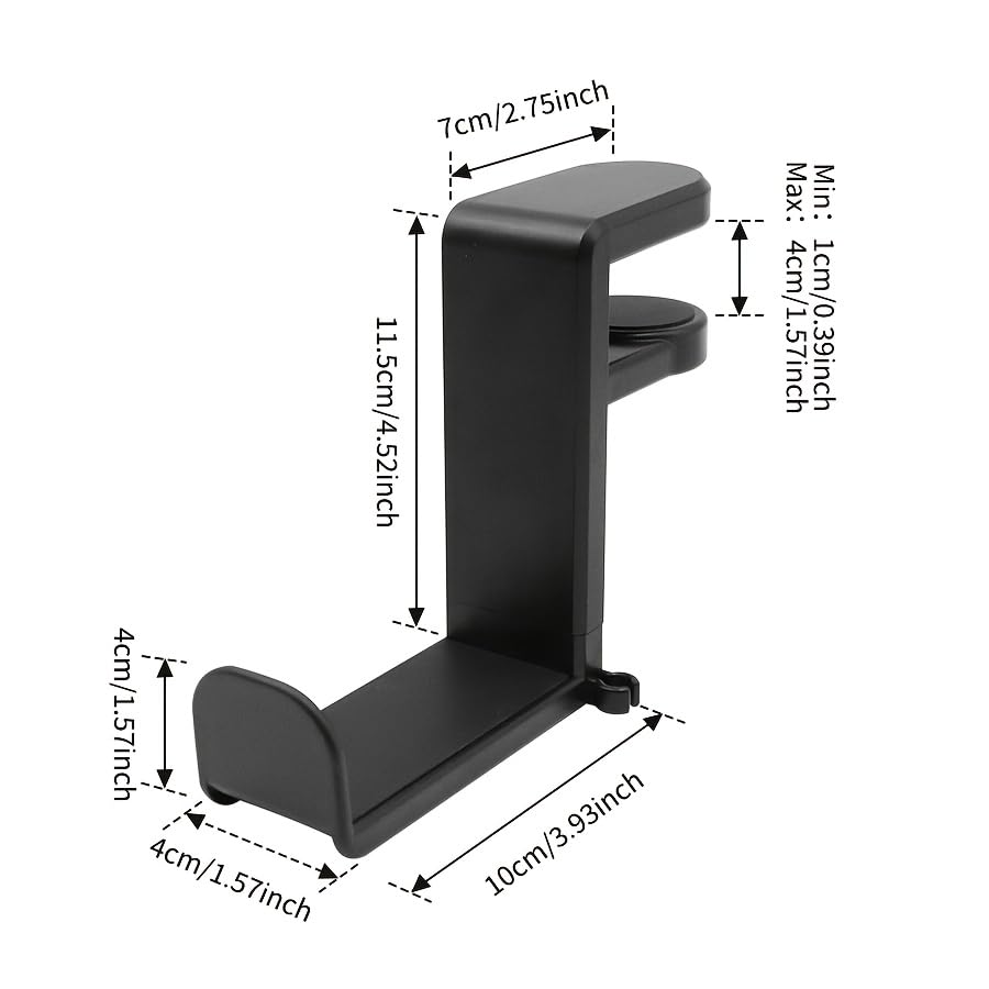 No Drill Under Desk Headphone Hanger, 360 Degree Rotatable Foldable Headset Stand Holder