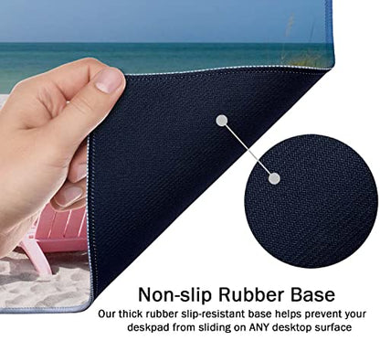 SSOIU Desk Mat, Extended Gaming Mouse Pad (35.5x15.7 in), Large Non-Slip Rubber Base Mousepad with Stitched Edges, Waterproof Keyboard Mouse Mat for Work, Game, Office, Home - Beach and Ocean Scenics - color: Beach and Ocean Scenics