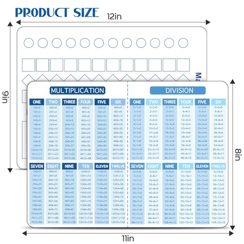 Multiplication Master Kit - 3 Pack Double Sided Dry Erase Math Whiteboards & Times Table Chart | 9"x12" Multiplication Division Boards + 8"x11" Multiplication Table | Classroom Homeschool Supplies