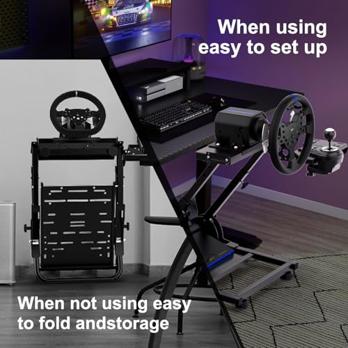 PXN A10 Foldable Racing Wheel Stand – Quick Fold & Easy Setup | Adjustable, Carbon Steel Construction, Sturdy Frame, Racing Simulator Cockpit for V99, V10, VD4, VD6, G29, G920, R3, R5 &More