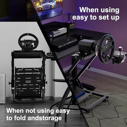 PXN A10 Foldable Racing Wheel Stand – Quick Fold & Easy Setup | Adjustable, Carbon Steel Construction, Sturdy Frame, Racing Simulator Cockpit for V99, V10, VD4, VD6, G29, G920, R3, R5 &More