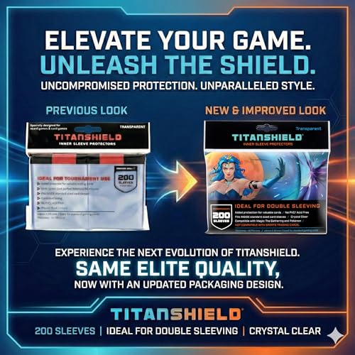 TitanShield | Inner Sleeves | Perfect Fit Card Sleeves | Compatible with Pokémon Cards MTG Magic The Gathering Lorcana | for Double Sleeving (Daylight (Transparent), 400 ct) (Pack of 2) - size: 400 ct (Pack of 2)