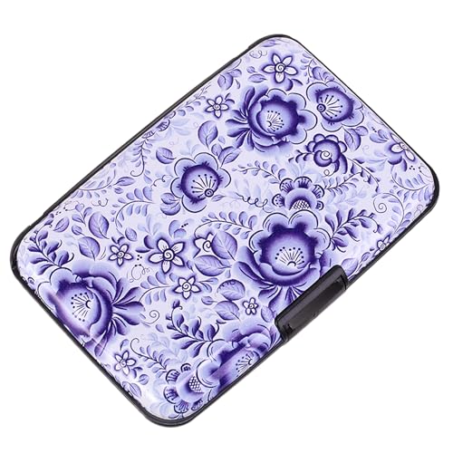 Mini RFID Aluminum Wallet Credit Cards Holder Business Card Case Metal ID Case for Men Women (Camellia) - color: Camellia
