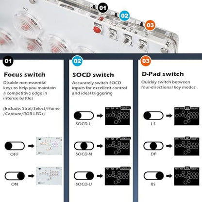 Duelpad Leverless Controller Arcade Stick, Zen16 Arcade Controller for PC/PS3/PS4/PS5/Switch/Steam, All-Button Arcade Fight Stick with SOCD/TURBO/Custom RGB/Hot-Swap/Low-Profile Switch (Medium) - size: Medium