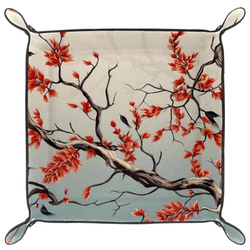 Flower Tree Dice Tray PU Leather Dice Rolling Tray Folding Dice Holder for Dice Games, Like RPG, DND and Other Table Games - color: Multi 9