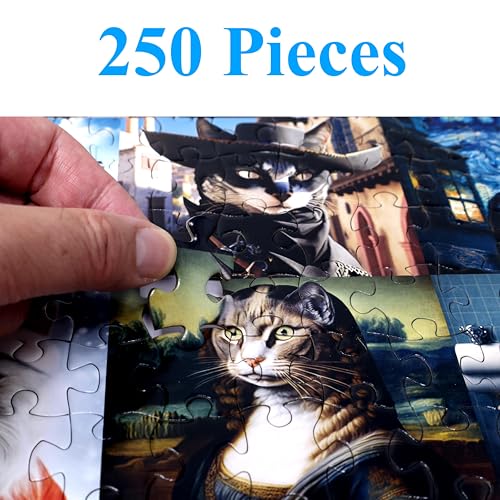 Think2Master Funny Cats 250 Pieces Jigsaw Puzzle Featuring Kittens and Cats. Great Gift. Large Pieces. Size: 14.2” X 19.3” - style: Funny Cats