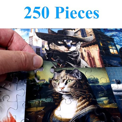 Think2Master Funny Cats 250 Pieces Jigsaw Puzzle Featuring Kittens and Cats. Great Gift. Large Pieces. Size: 14.2” X 19.3” - style: Funny Cats