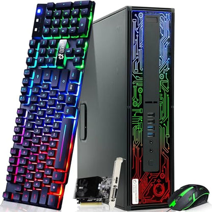 BTO BX8G2 RGB Gaming Desktop Computer PC – Intel Core i5-6500 6th Gen Processor – 16GB DDR4 RAM – 256GB SSD – GeForce GT 1030 – RGB Keyboard & Mouse – Wi-Fi – Windows 11 Pro (Renewed) - style: Starter Gaming PC