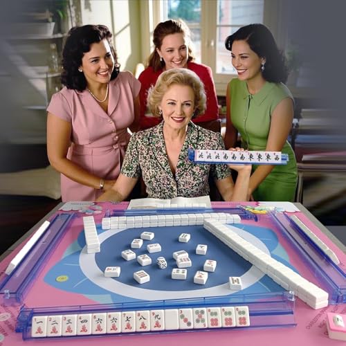 bestcool American Mahjong Set with Floral Quilted Carrying Bag | 166 White Tiles, Easy-to-Read Markings, Wind Indicator, Organized Storage, Game Night & Travel