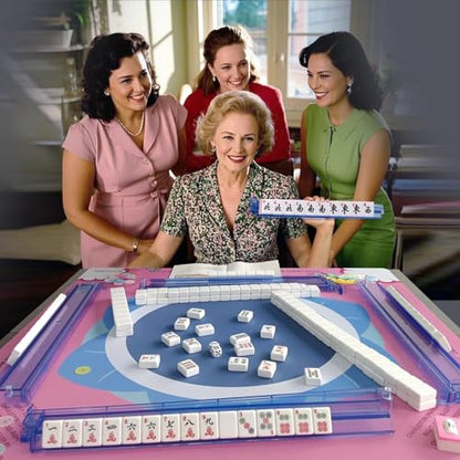 bestcool American Mahjong Set with Floral Quilted Carrying Bag | 166 White Tiles, Easy-to-Read Markings, Wind Indicator, Organized Storage, Game Night & Travel