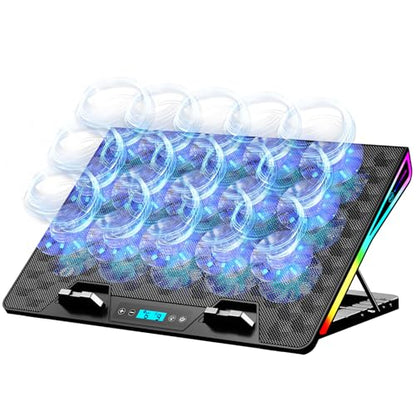AICHESON Laptop Cooling Pad, 15 Powerful Cooling Fans, Gaming Laptop Cooler with RGB Lights for 15-17.3 inch PC Computers - color: RGB