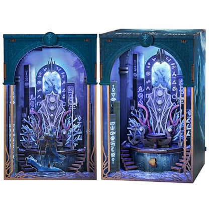 MiniCity Book Nook Kit, DIY Underwater Mythic Ruin Miniature with Led Light, Craft Model with Free Stand, 80+Pcs Easy Assembly for Adults Teens, Fantasy Bookshelf Decor & Gift (Throne of Aqua) | DIY building kit with a free figure; Build in 2-4 hr; 80-pie