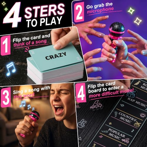 Party Game-Ultimate Music Trivia Challenge for 4-12 Players,New Music Version of Family Card Game,125 Lyric Cards,Microphone & Games Board,Perfect for Adults & Music Lovers Games Night