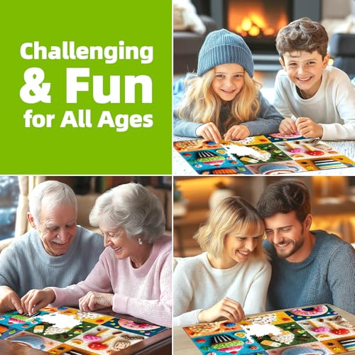 500 Piece Puzzle for Adult Embroidery Desserts Jigsaw Puzzle Cupcakes Coffee Ice Cream Donut Fabric Art Snacks Game Sweet Treats Puzzle with Letters on Back Challenging Gifts for Seniors & Families - color: Desserts