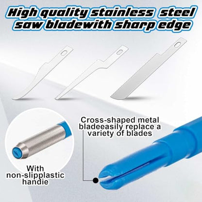 Honoson Mini Hand Saw Model Tools Small Hobby Saw Blades Kit with 9 Tiny Razor Hacksaw Blades for Miniatures, Modeling, DIY Crafts, Plastic Models, Wood(Blue,Style 3) - color: Blue, style: Style 3