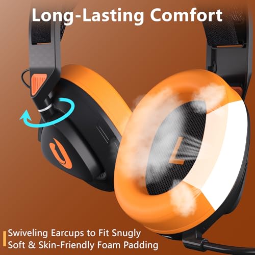 Jeecoo G90 Gaming Headset with Microphone for PC PS4 PS5 - Low-Latency 2.4G Wireless & Bluetooth V5.3, Superb Stereo Sound, Lightweight & Comfortable Over-Ears Gaming Headphones (Not for Xbox)