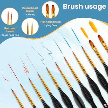 Paint Brushes Set Art Supplies, 11 PCS Miniature Paint Brushes for Acrylic Painting with Triangular Handles, Artist Brushes for Oil, Face Ceramics Model Detailing Watercolor Art Drawing Black