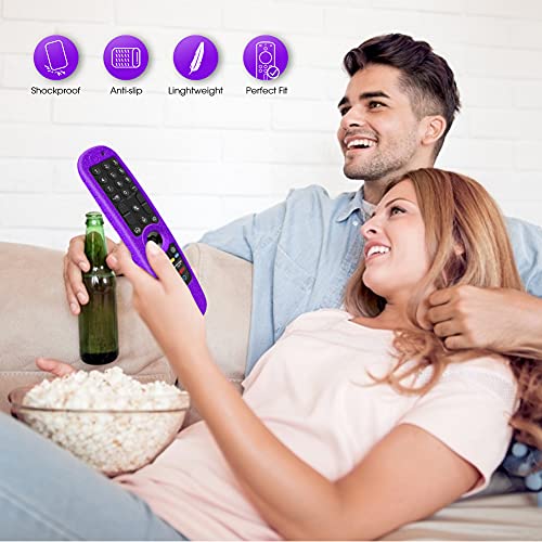 Silicone Case for LG MR21GA MR21GC Remote Control [Shockproof] Anti-Slip Protective Cover for LG MR22GA MR22GN MR23GA MR23GN MR24GN Magic Remote 2021-2024 Case Sleeve Holder Protector Skin (Purple) - color: Purple