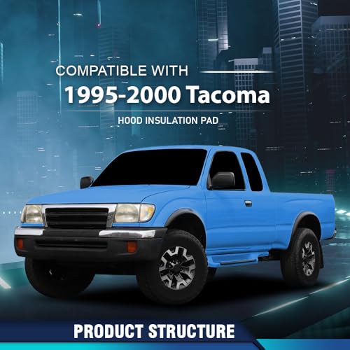 PIT66 Hood Insulation Pad Compatible with Toyota Tacoma 1995-2000 - style: 1995-2000 Toyota Tacoma