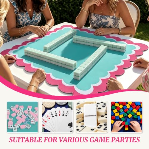 Mahjong Mat for Table 31.25"x31.25" - Anti-Slip American Mahjong Mat with Carrying Bag, Dice & Wind Indicator, Noise-Reducing Table Cover for Mahjong Poker Board Games, Green - color: Green
