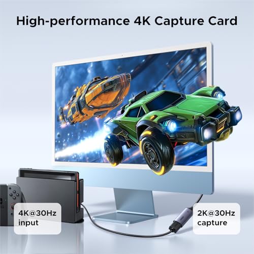 UGREEN 2K@30Hz 1080P 60FPS Video Capture Card 4K Input HDMI to USB 3.0 | 4K HDMI Input, Low Latency, Capture Card for Streaming Game Recording Compatible with Switch 2 Xbox PS4 PS5 PC Camera Usb C