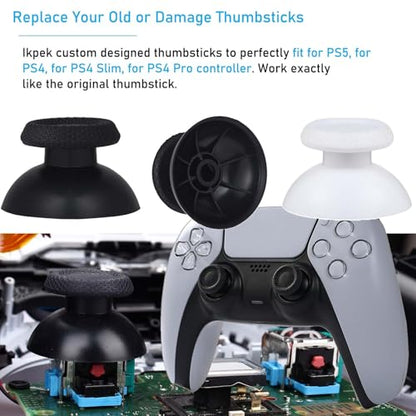 8 Pack Replacement Thumbsticks for DualSense PS5 Controller, Custom Analog Thumb Stick Joystick Grip Replacement for PlayStation 5 Controller, for PS4 All Model Controller - size: Black